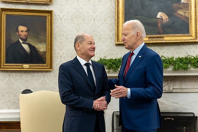 Scholz rencontre le président Biden en mars 2023.